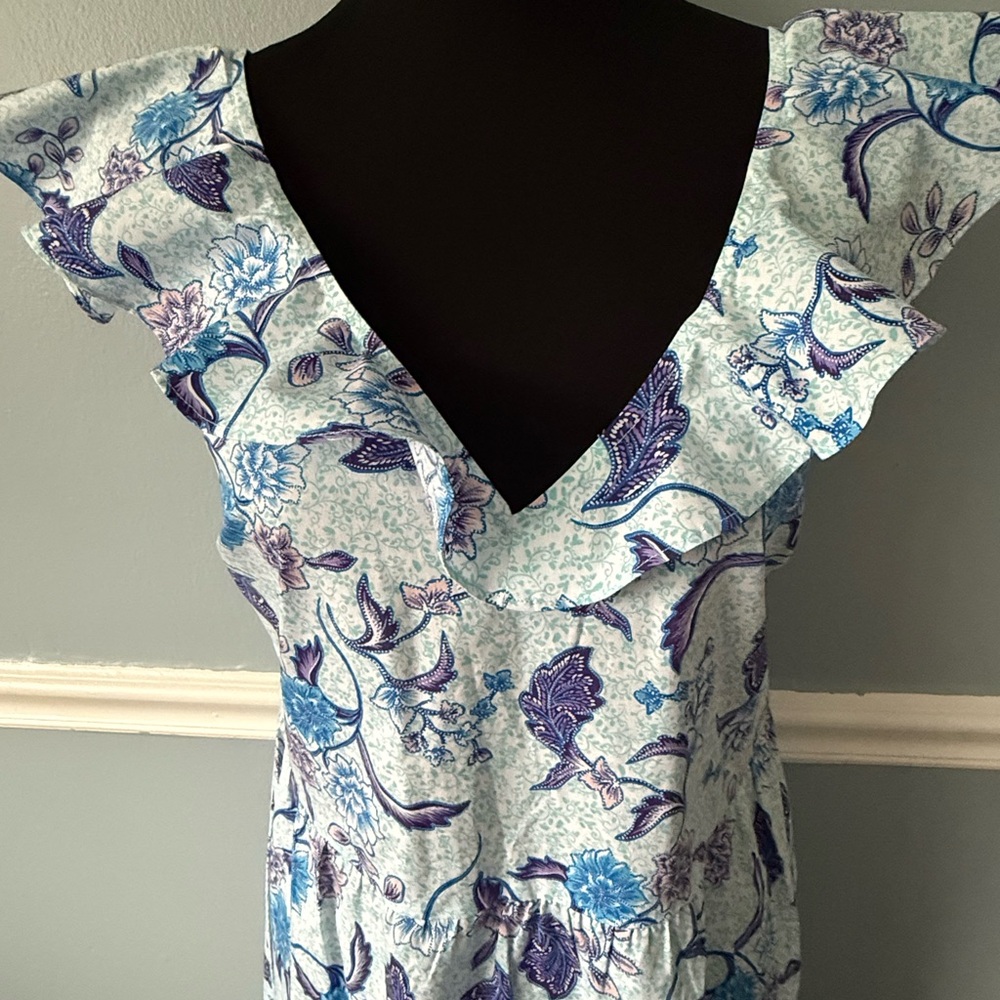 Halston Heritage Batik Blossom Dress in Blue